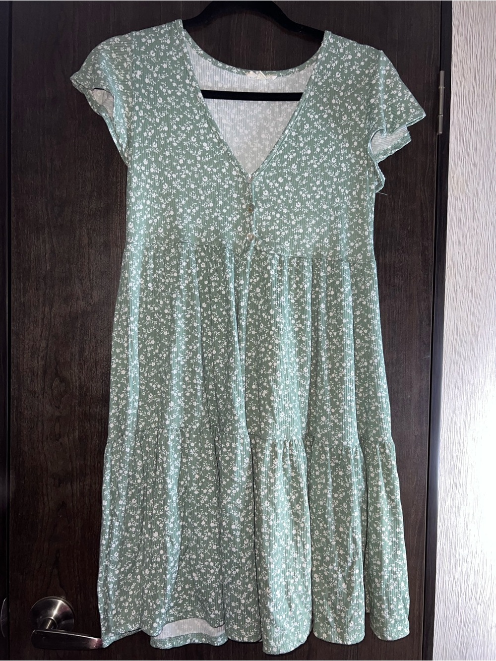 See You Monday Light Mint Green Floral Tiered Midi Dress